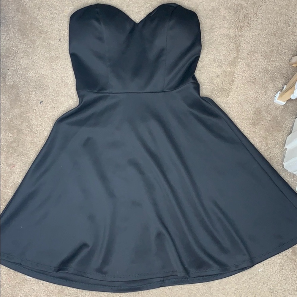 Plain black skater dress